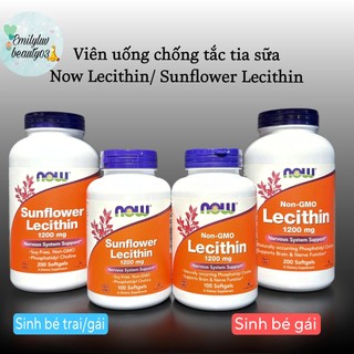 Lọ chống tắc sữa Lecithin/ Sunflower Lecithin Now 1200mg Mỹ date xa