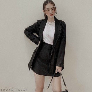 Sét bộ vest nữ áo và váy ngắn công sở dạo chơi dự tiệc chụp ảnh thanh lịch dễ thương màu trắng đen Kawaii Mise