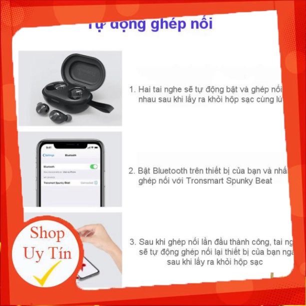HÀNG SIÊU HOT ✪ CHÍNH HÃNG ✪ Tronsmart Spunky Beat | Tai nghe Bluetooth không dây 5.0 chống nước IPX5 tích hợp công nghệ