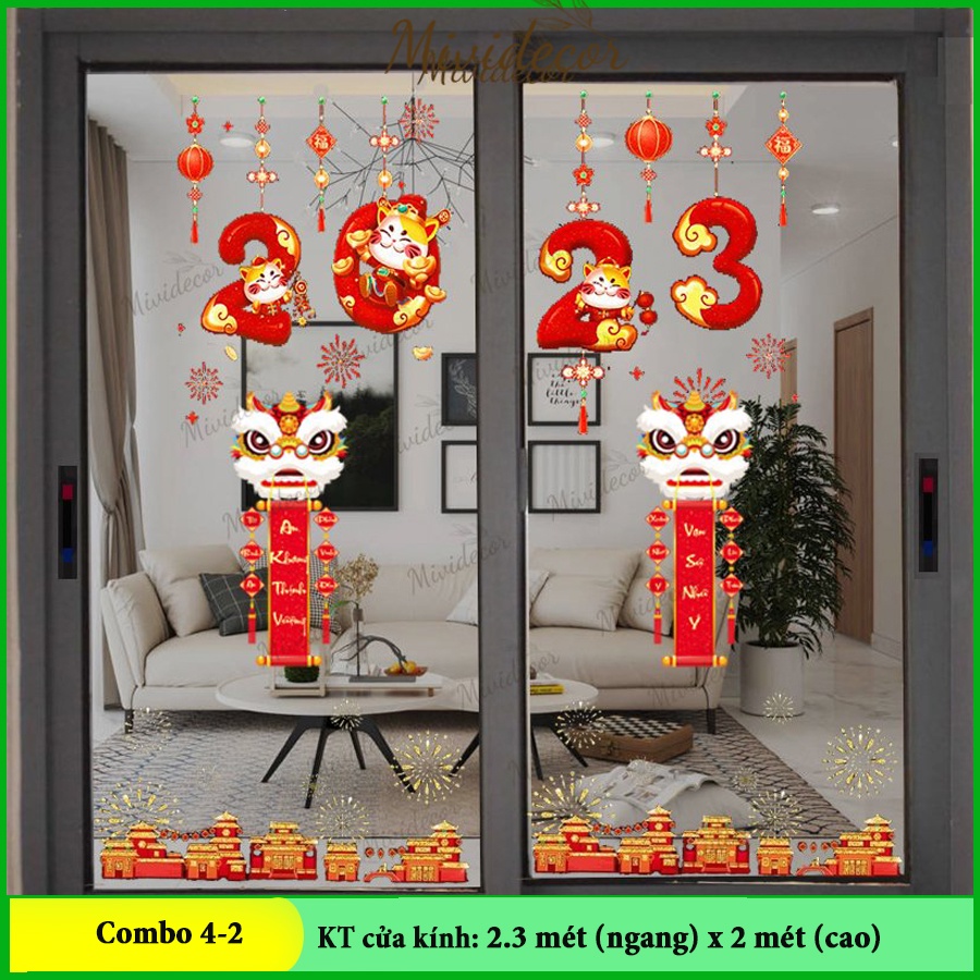 Decal dán kính tết 2024