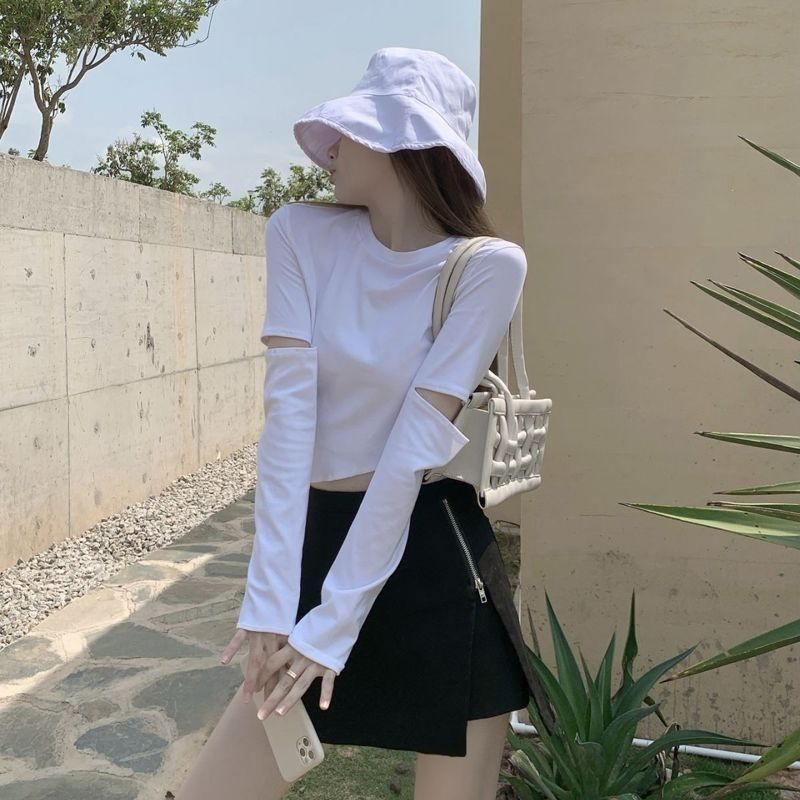 Áo Thun Dài Tay Thiết Kế Độc Đáo Quyến Rũ Cho Nữ