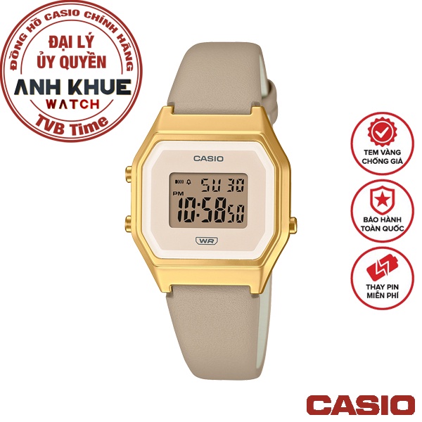 Đồng hồ nữ dây da Casio chính hãng Anh Khuê LA680WEGL-5DF (28mm)