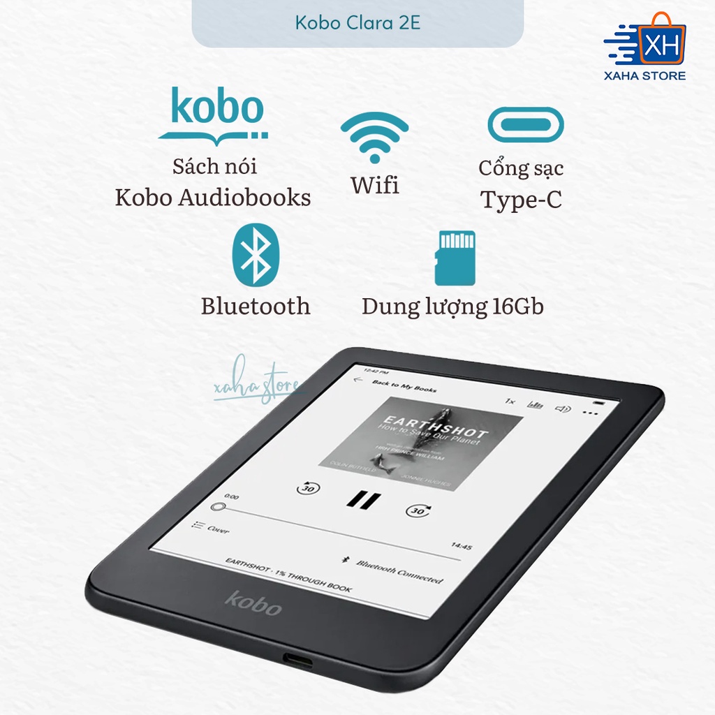 Máy Đọc Sách Kobo Clara 2E 16GB Được Làm Từ Nhựa Tái Chế, Cổng USB Type C - Bảo hành 12 tháng | BigBuy360 - bigbuy360.vn