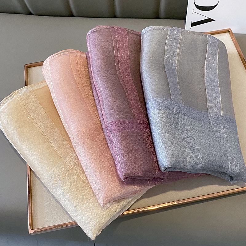 Khăn Choàng Lụa Màu Trơn Phong Cách Hàn Quốc Thời Trang Thu Đông Cho Nữ