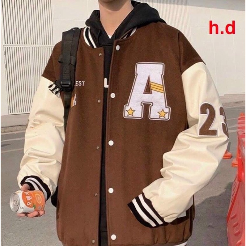 Áo Bomber nam nữ Jacket Chữ A☘️ Chất nỉ cotton dầy đẹp mịn ko xùKhoác Unisex thu đông, chống nắng, giữ nhiệt