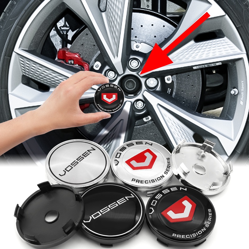 Bộ 4 Miếng Dán logo Vossen 60mm Chống Bụi Trang Trí Cho Bánh Xe Hơi Vossen