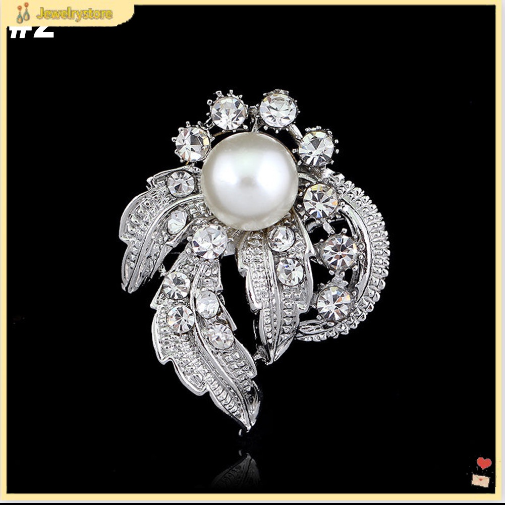 Ghim cài áo kim loại đính kim cương và ngọc trai giả thời trang cho nữ