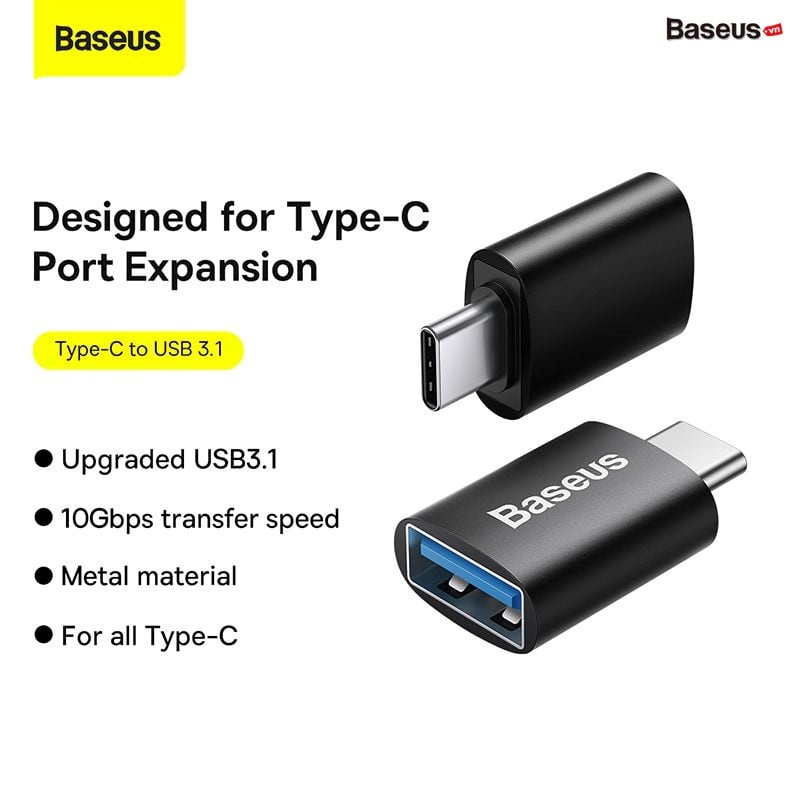 Đầu chuyển OTG Type C to USB 3.1 tốc độ cao Baseus Ingenuity Series Mini OTG Gen2