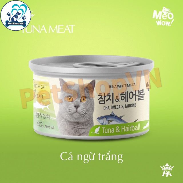 Pate Cho Mèo MEOWOW Cá Ngừ Trắng Nguyên Miếng Đóng Hộp 80g