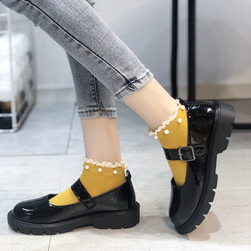 Giày Da Đế Dày Phong Cách Lolita Nhật Hàn Dễ Phối Đồ Thời Trang Cho Nữ Size 31-44 / 41 / 42