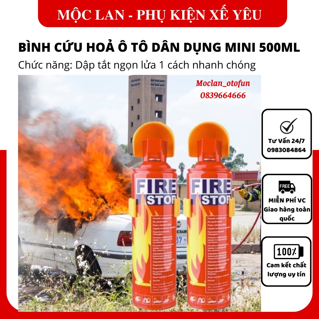 ( Combo 2 chai bình cứu hoả mini ) Bình Chữa Cháy cầm tay Mini - Bình Cứu Hỏa nhà cửa - Ô Tô khẩn cấp 500ml