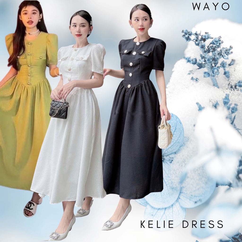 Đầm WAYO maxi phối nút 3 màu dạo phố dự tiệc xinh đẹp