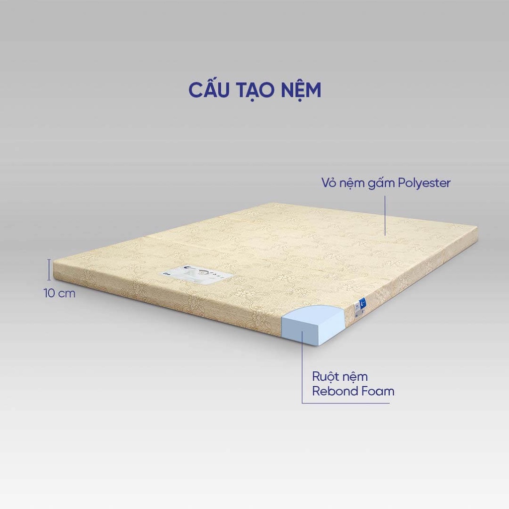 Nệm Foam Goodnight Eva gấp 3 gọn gàng tiện lợi êm ái nâng trọn cơ thể hàng chính hãng Vua Nệm