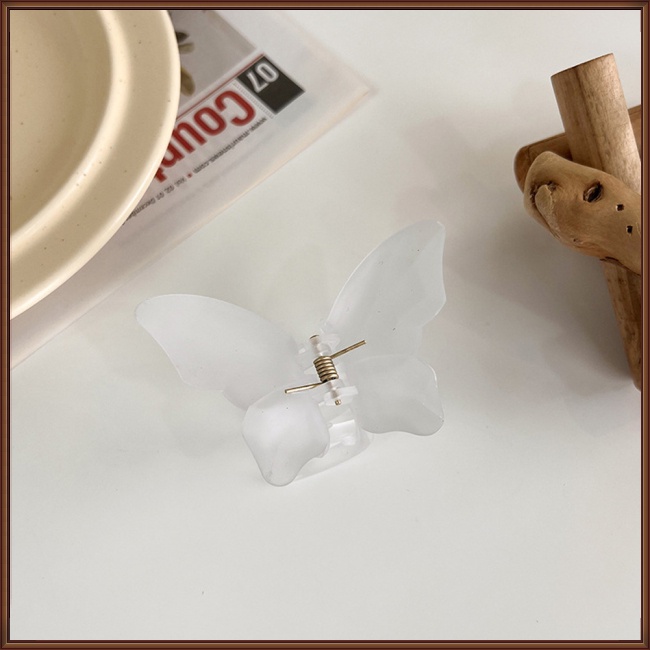 Kẹp Tóc Acrylic Màu Trơn Hình Bướm Dễ Thương Chống Trượt Cho Nữ