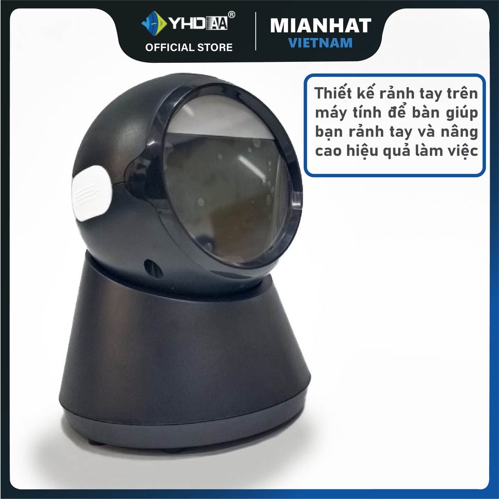 Máy quét mã vạch để bàn YHD 9100D đọc được các loại mã vạch 1D Barcode 2D Qrcode phù hợp cho siêu thị, quầy bán hàng,...