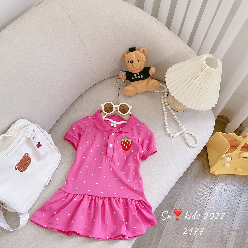 Váy Polo Đuôi Cá WOWKIDS Cho Bé Gái, Vải Mềm Mịn Thêu Họa Tiết Dễ Thương 8-20kg