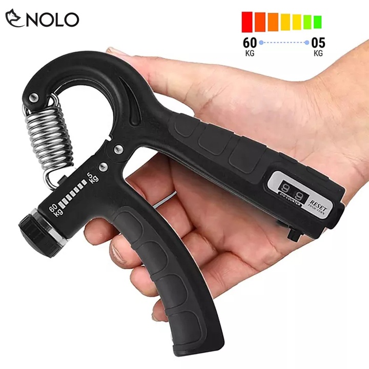 Dụng Cụ Thể Thao Kìm Tập Tay Chữ R Có Bộ Đếm Số 99 Lò Xo Tải Tạ 5 – 60kg Chất Liệu Khung Nhựa ABS Độ
