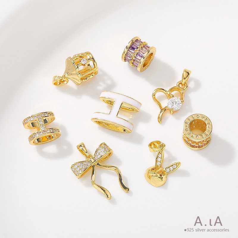 █A.ιA゜14K Vàng●1 Vật Dụng°Hạt Xâu Chuỗi Vàng 18k Hình Chiếc Nơ Xinh Xắn Dùng Làm Trang Sức diy