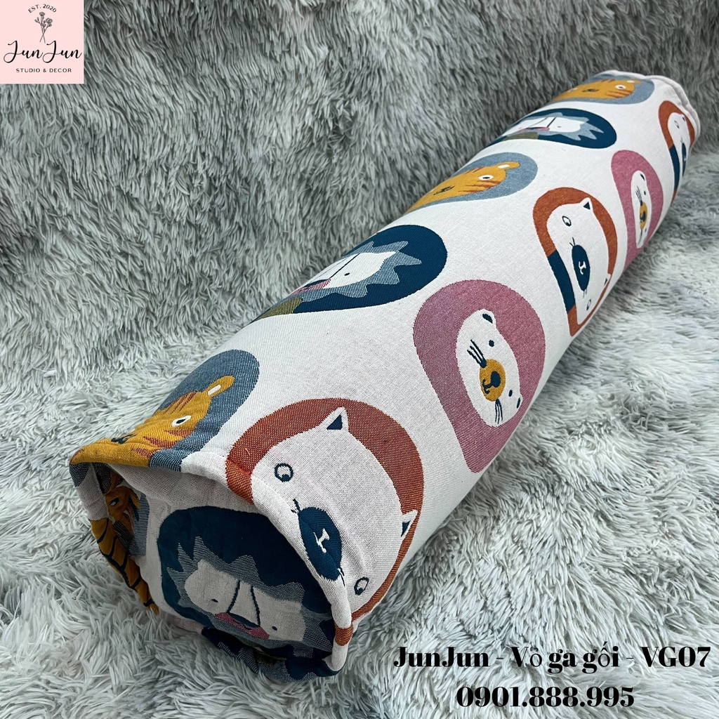 [SALES SỐC]V7_Vỏ gối ôm vải Xô Cotton Organic cao cấp có khoá kéo