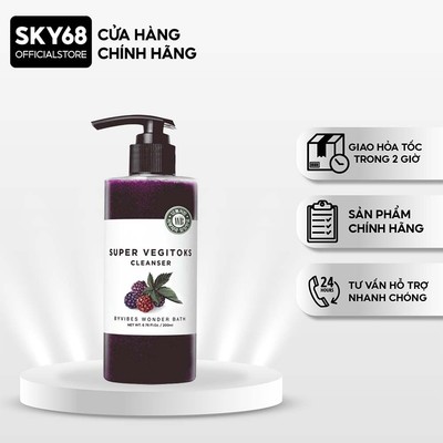 Sữa rửa mặt sủi bọt thải độc chiết xuất rau củ Byvibes Wonder Bath Super Vegitoks Cleanser Purple 300ml - Tím
