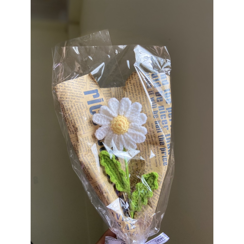 Bông hoa cúc họa mi đóng gói sẵn handmade móc từ len sợi