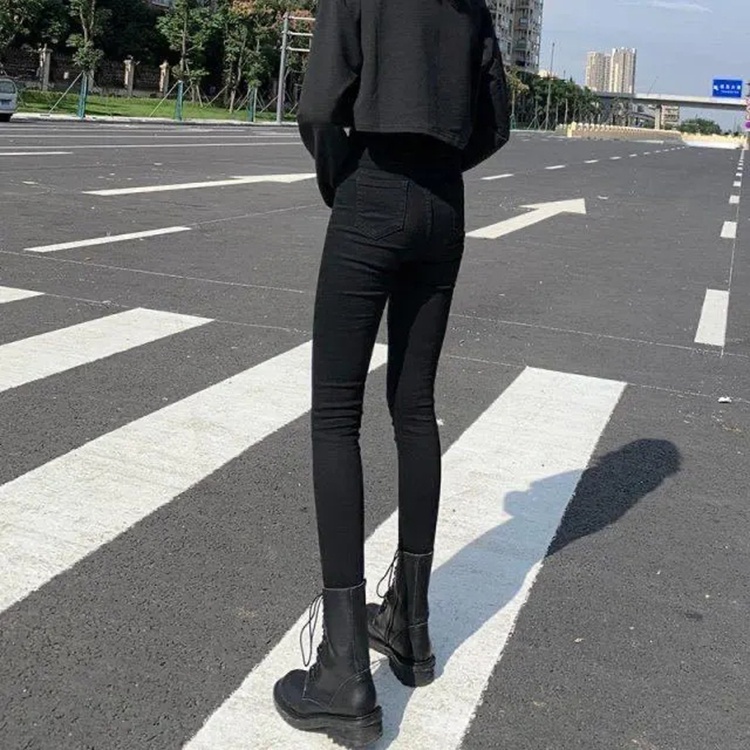 IELGY Quần Jean Đen Lưng Cao Dáng Ôm Thời Trang Hàn Quốc Cho Nữ