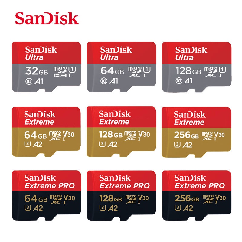 SANDISK Thẻ Nhớ Micro Sdhc 16GB 32GB 64GB 128GB 256GB Micro Sdxc EXTREME PRO V30 U3 4K UHD TF
