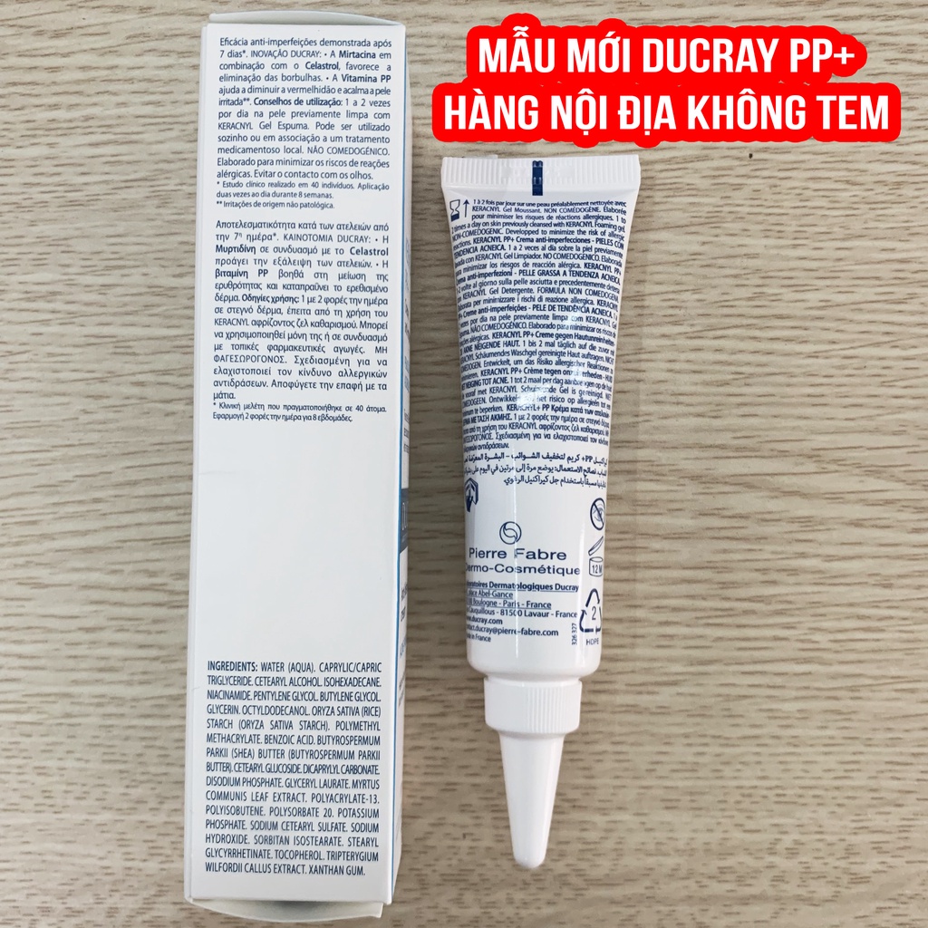 Kem hỗ trợ giảm mụn trứng cá DUCRAY Keracnyl PP Anti-Blemish Soothing Cream Ducray 30ml