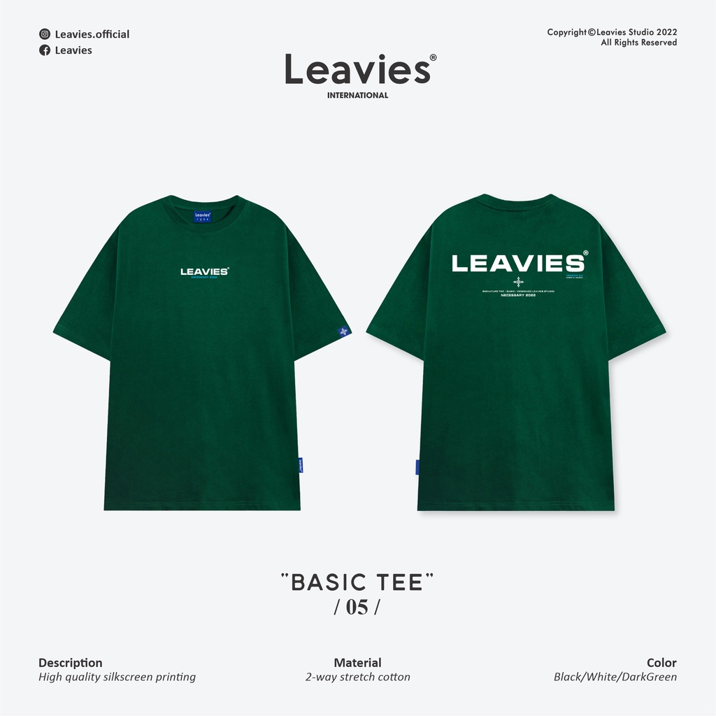Áo thun local brand LEAVIES® Basic Tee 05 dark green - unisex form rộng