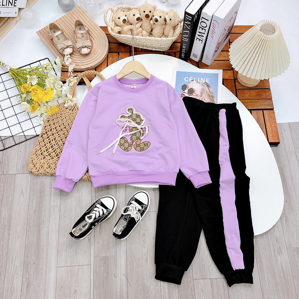 Bộ bé gái nỉ da cá tàu size Đại cồ 30-45kg XHN1097