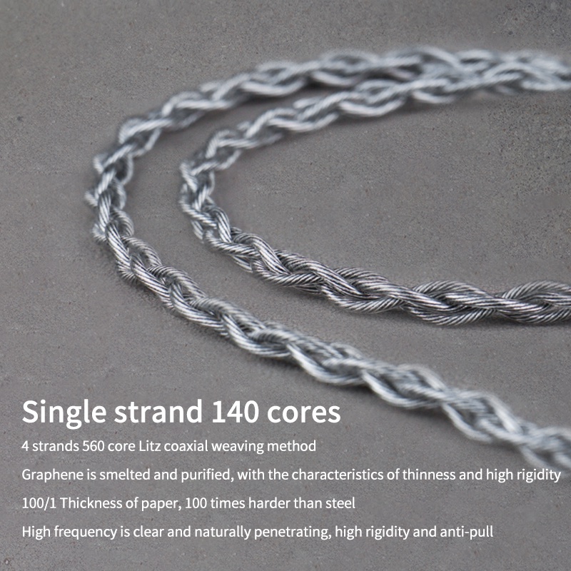 Dây Cáp Nâng Cấp BGVP F5 MMCX 4 Sợi 560 Lõi Monocrystalline Mạ Bạc 3 Trong 1