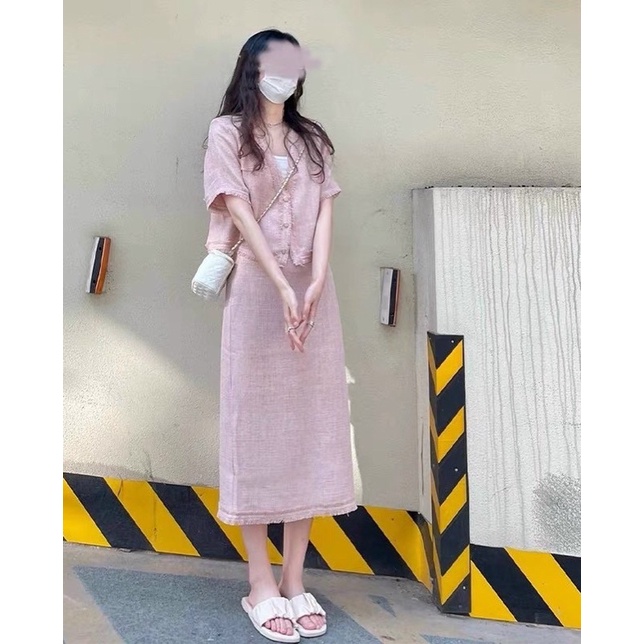 Set áo váy hồng 3 món NỮ TÍNH - Shop Trang Quãng Châu