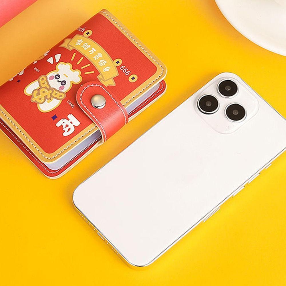 QQMALL Ví Da PU Đựng Thẻ / Chìa Khóa Đa Năng In Chữ Trung Hoa Dễ Thương Thời Trang Giá Đỡ
