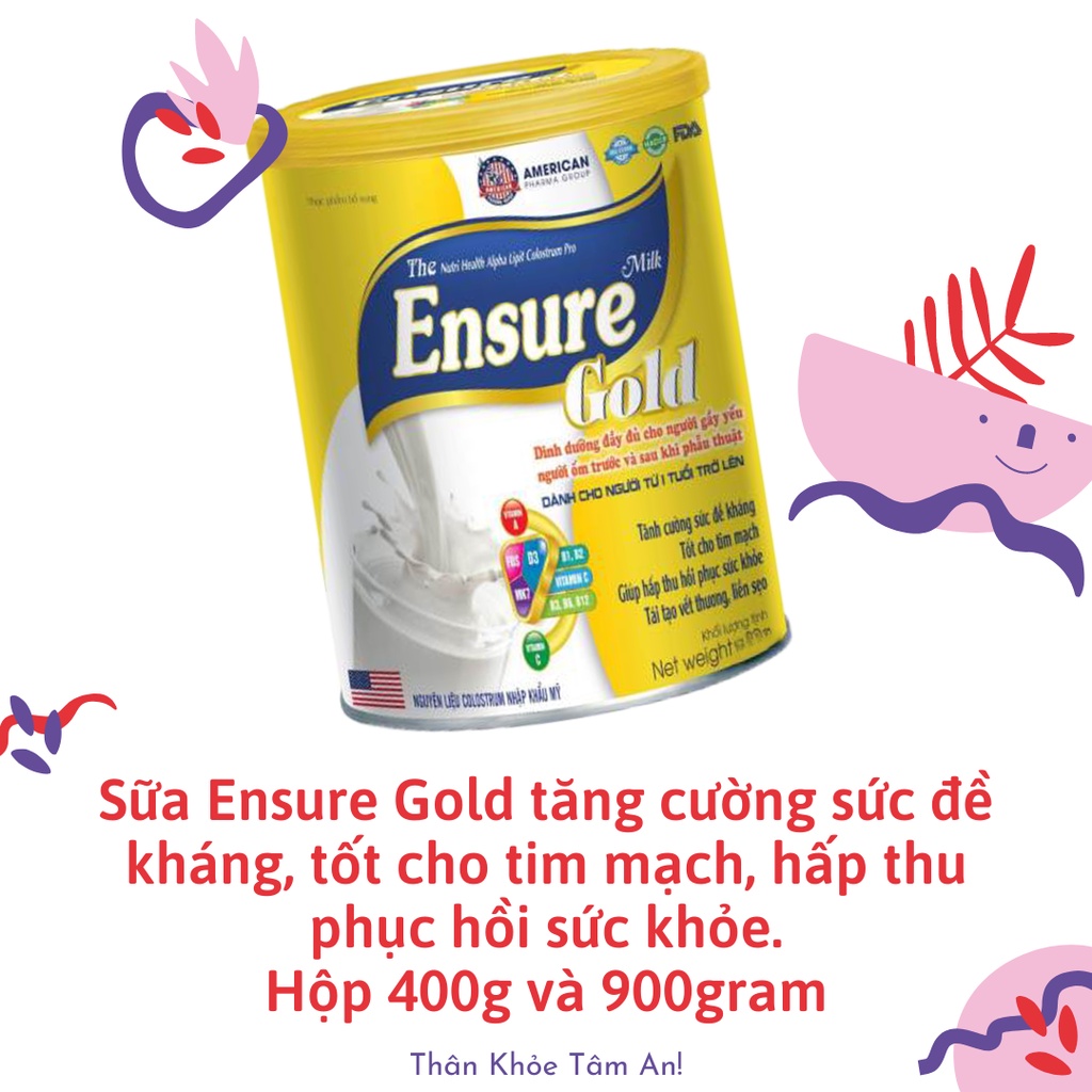 Sữa Ensure gold bồi bổ sức khỏe tăng sức đề kháng tốt cho mọi lứa tuổi dinh dưỡng cho người gầy ốm yếu