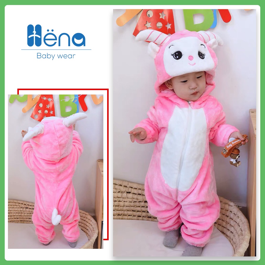 Bộ Body Hình Thú Cừu Hồng Cho bé - Body lông cừu cho bé CAO CẤP từ 3-20kg, đồ liền thân mùa đông trẻ em - Henashop