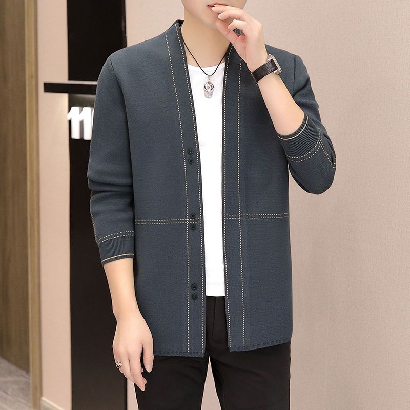 Áo Khoác Cardigan Len Dệt Kim Mỏng Dáng Ôm Thời Trang Dành Cho Nam Giới