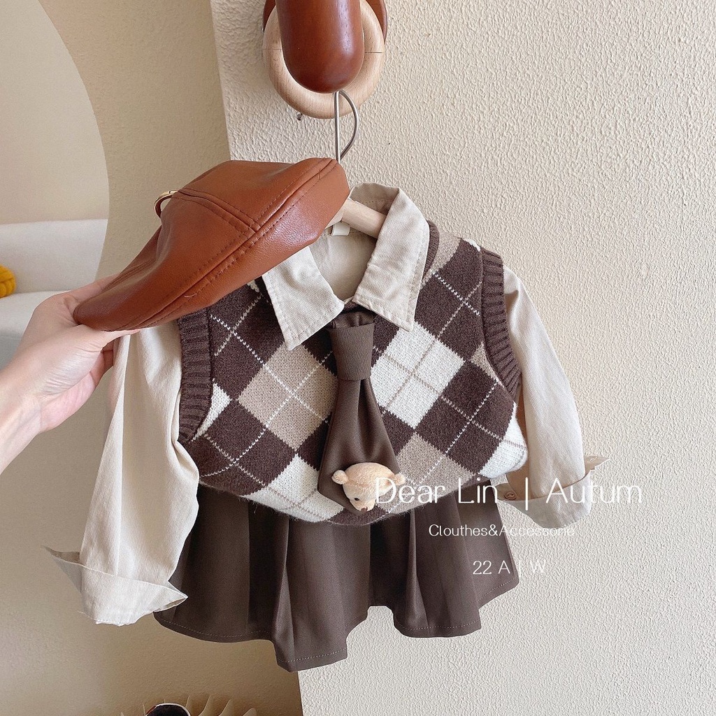 [Babycat] Hàng Có Sẵn Set Đồ Ba Món Phong Cách Nhật Bản Hàn Quốc Nhật Bản / Trung Bình / Nhỏ / Trung Bình Thời Trang Xuân Thu Cho Bé Gái