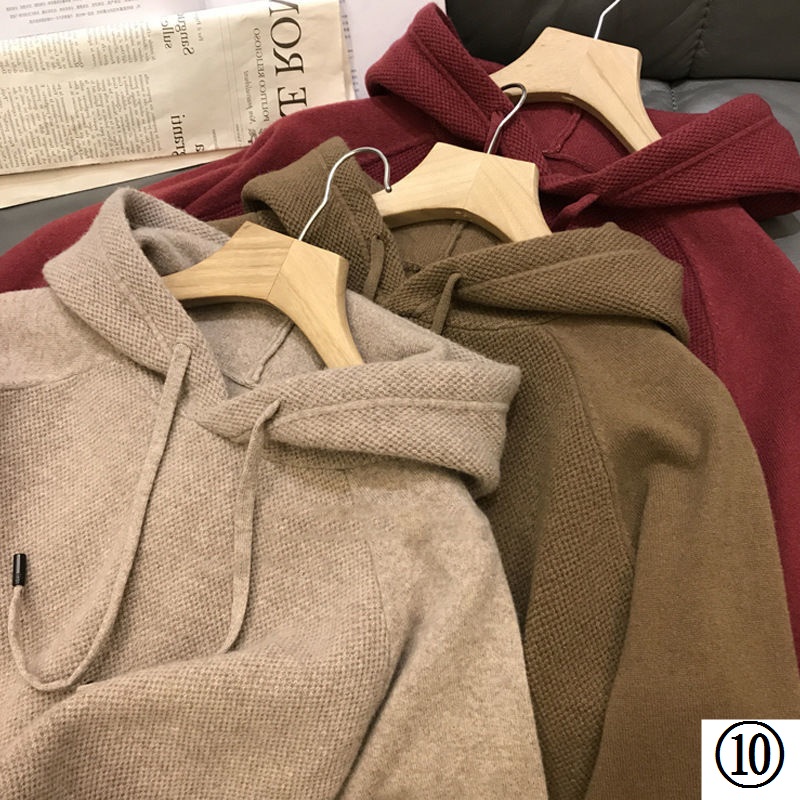 Áo Hoodie Dệt Kim Dày Dặn Dáng Rộng Thời Trang Thu Đông Mới 2022 Cho Nam