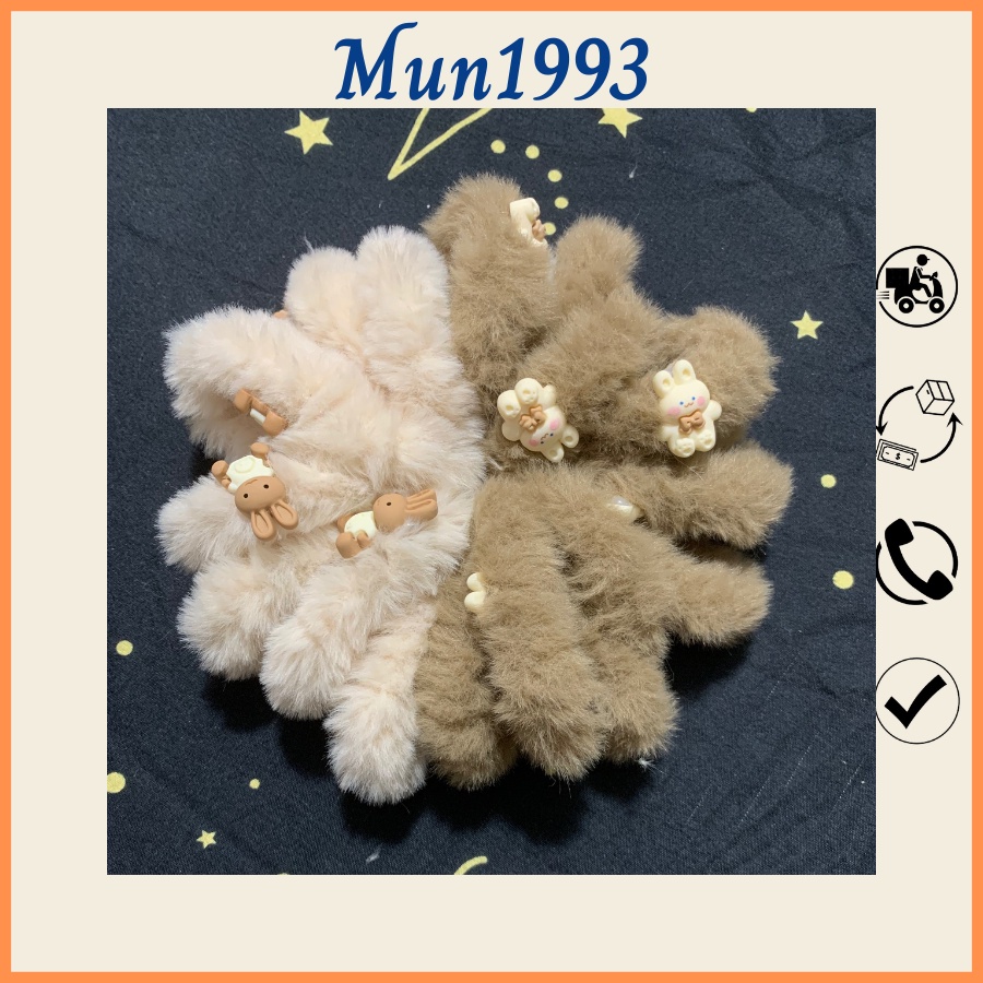 Dây buộc tóc, cột tóc lông siêu mềm mịn đính charm thỏ dễ thương Mun1993