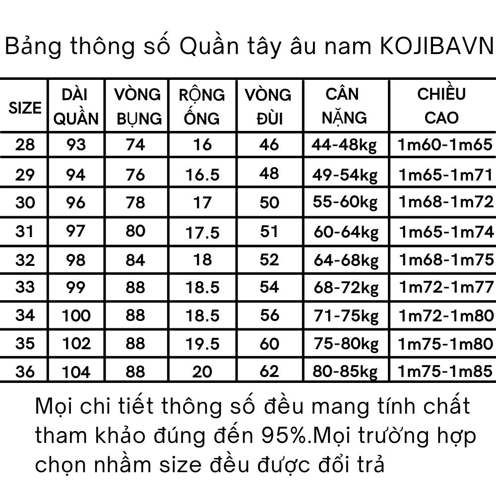 Quần tây âu nam Kojiba dáng ôm cao cấp vải cotton chống nhăn không bai không xù thanh lịch phù hợp văn phòng,đi làm