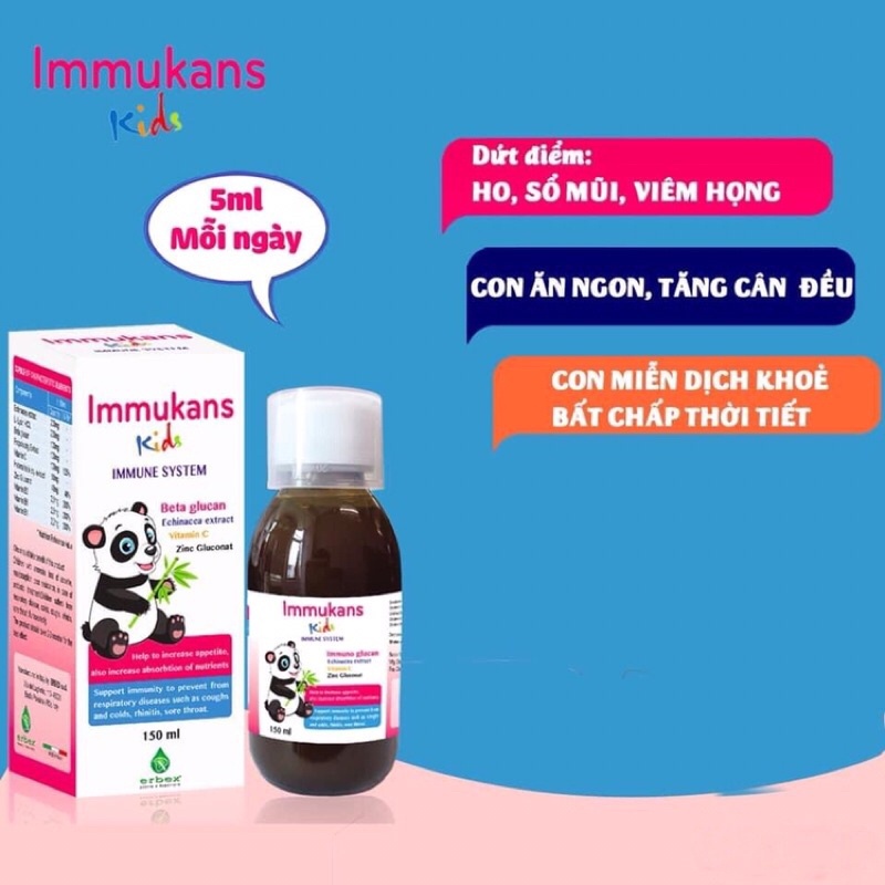 Siro IMMUKANS KIDS  Ăn Ngon- Tiêu hóa tốt Và Tăng Sức Đề Kháng Cho Bé