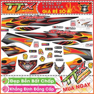 Tem xe sirius đen xám đỏ vàng lửa siêu đẹp - tem sirius lửa vàng đỏ xám đen hót - mẫu team sirius đen xám đỏ