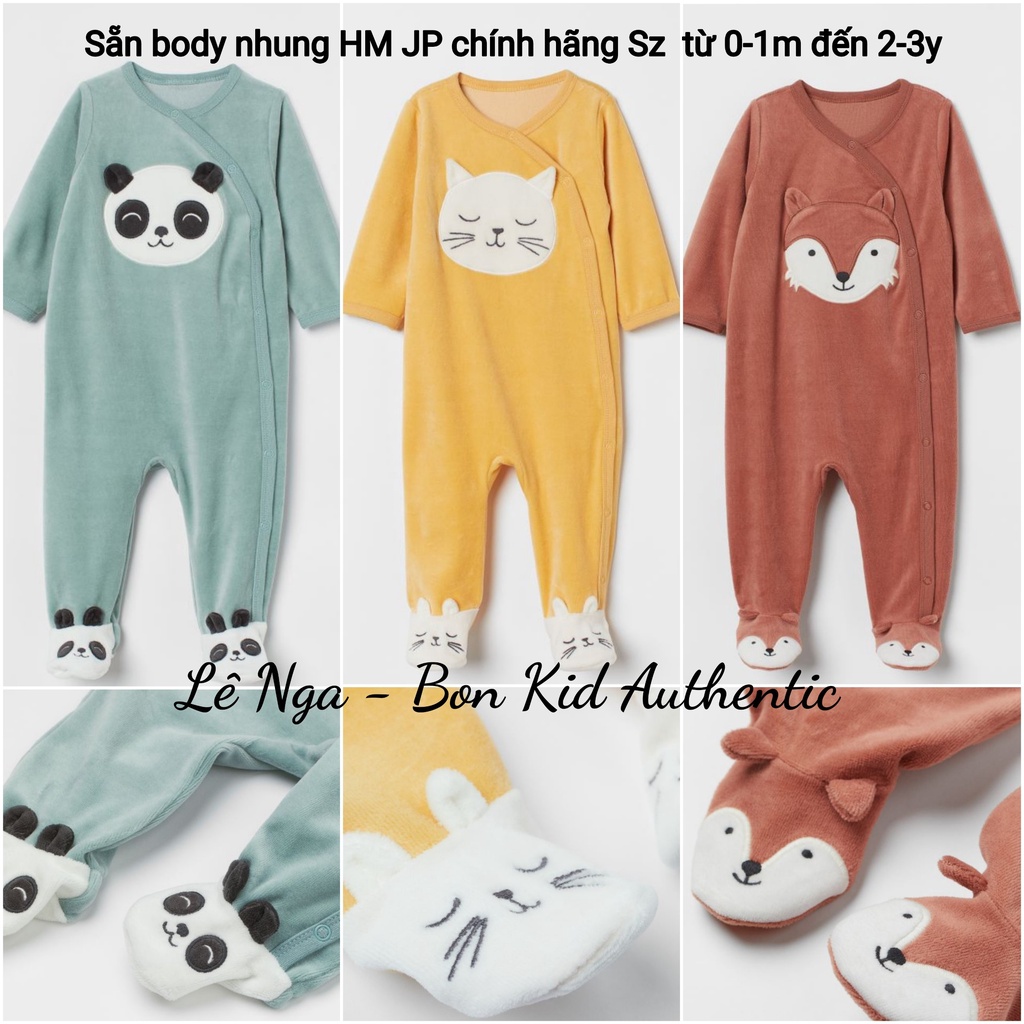 Body nhung lông HM Japan chính hãng sz từ 0-1m đến 2-3y