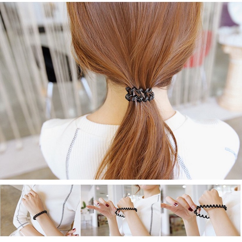 Dây Buộc Tóc Cao Su Dày Dặn Co Giãn Màu Đen