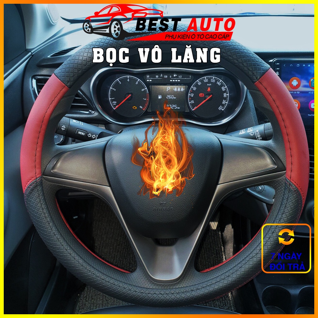Bọc vô lăng ô tô cho xe 4 - 7 chỗ,ảnh thật, đường kính 38cm, bọc da vô lăng chắc tay, chống trơn, nhiều màu - Best Auto