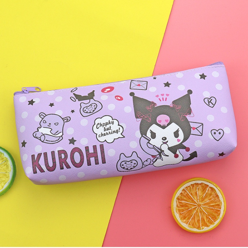 SANRIO Túi Đựng Bút Bằng PU Chống Nước Sức Chứa Lớn In Hình Melody Hoạt Hình Dễ Thương