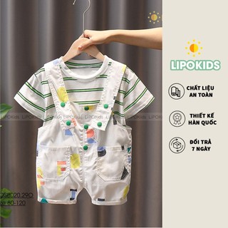 SET Áo Thun + Quần Yếm Chấm Bi Dễ Thương Mùa Hè Cho Bé Trai Bé Gái Size 8kg -20kg - OSB020