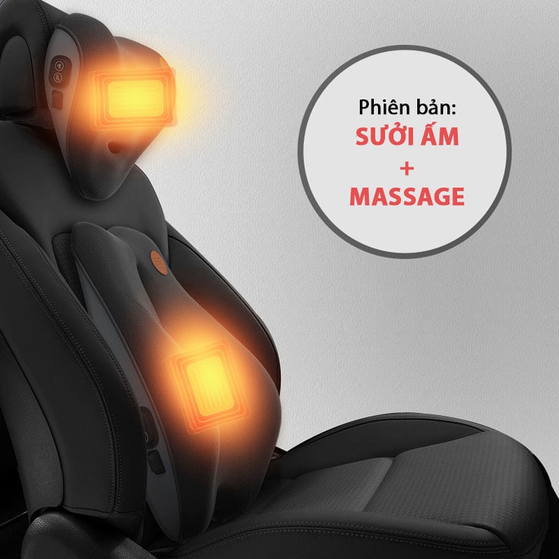 Bộ gối đệm sưởi ấm + massage giảm đau  vai cổ, cột sống lưng, 6 chế độ dành cho ô tô, văn phòng | BigBuy360 - bigbuy360.vn