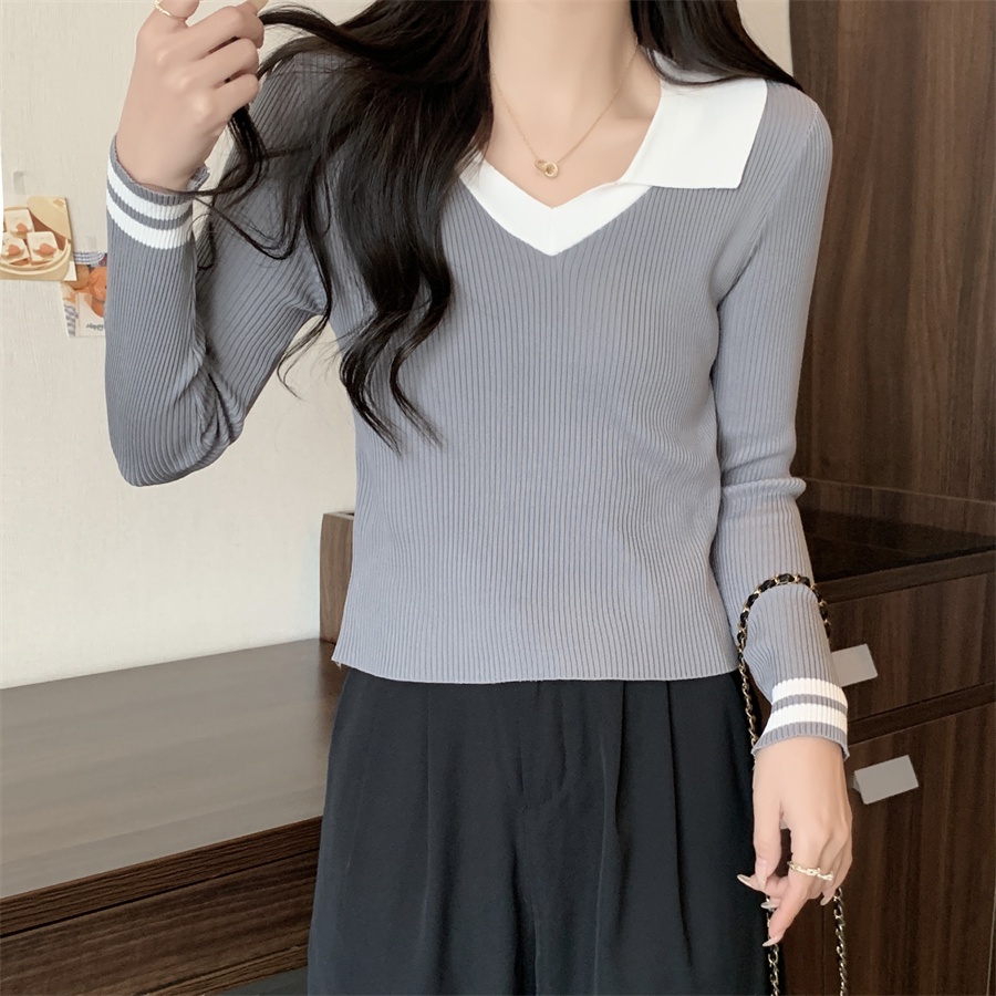 Áo Dệt Kim Tay Dài Cổ Polo Thiết Kế Mỏng Kiểu Dáng Mới Thời Trang Mùa Thu Dành Cho Nữ