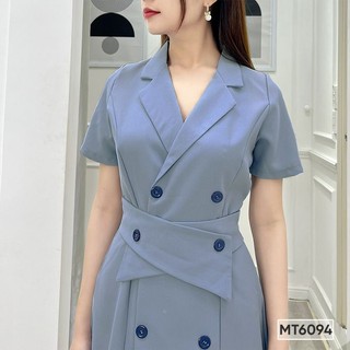 Đầm cổ vest bảng eo đắp chéo BEMINE MT6094